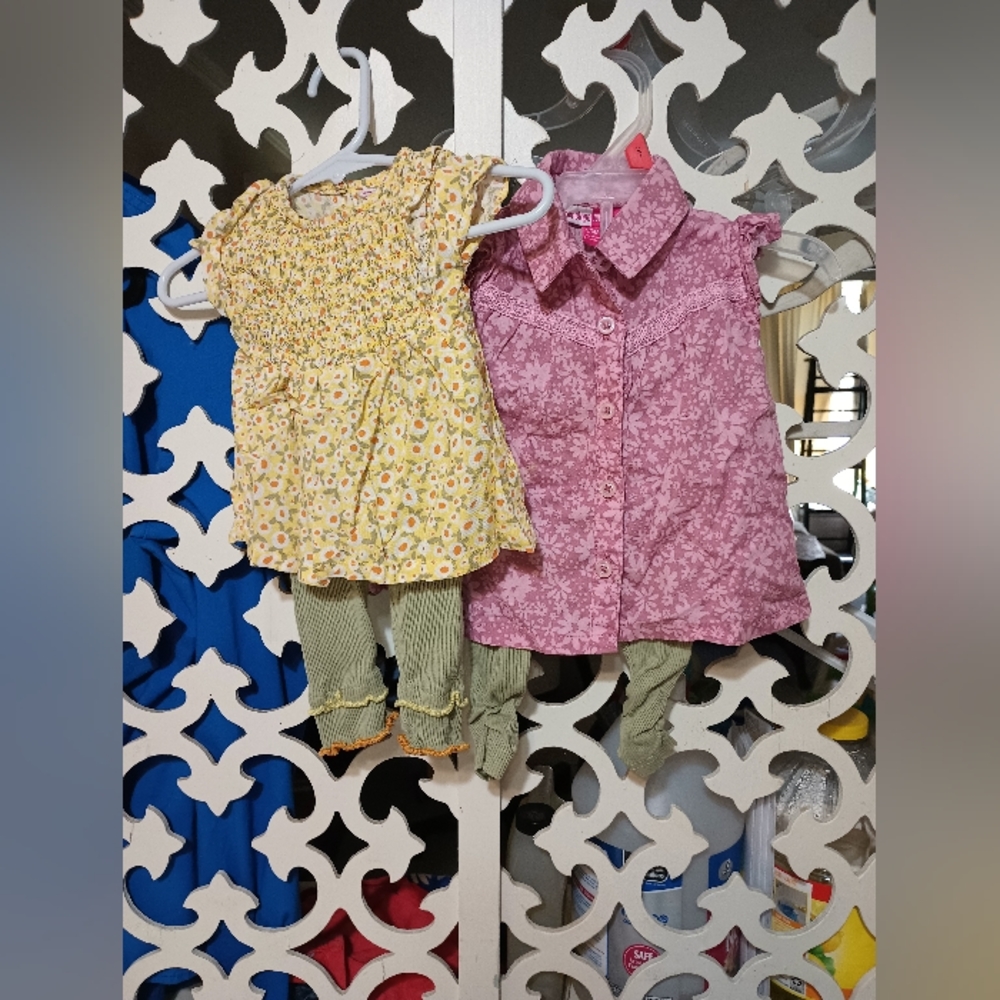 2 complete 3/6M girls summer outfits